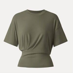 OGL TShirt Sandwashed Crewneck Short Sleeve Tucked Tee Olive Green Women's Top L
